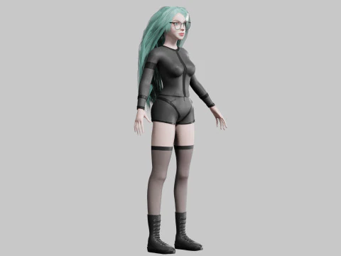 Cartoon cute Woman V41086 3D Model