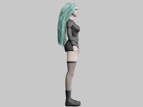 Cartoon cute Woman V41086 3D Model