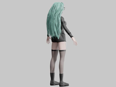 Cartoon cute Woman V41086 3D Model