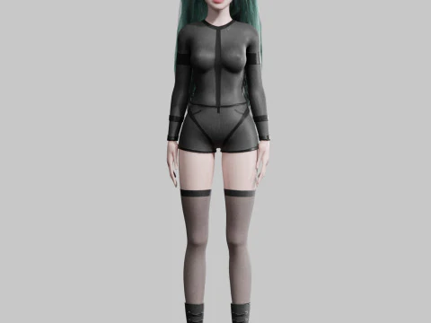 Cartoon cute Woman V41086 3D Model