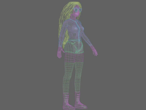Cartoon cute Woman V41086 3D Model