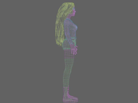 Cartoon cute Woman V41086 3D Model
