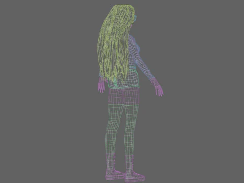 Cartoon cute Woman V41086 3D Model