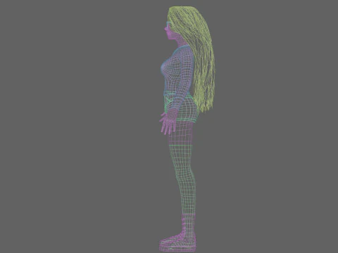 Cartoon cute Woman V41086 3D Model