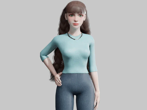 만화 예쁜 여자 V36661 3D 모델