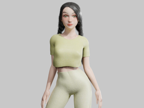 Classic cute Woman V26572 Modèle 3D
