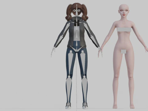 Coole mooie vrouw V33987 3D Model