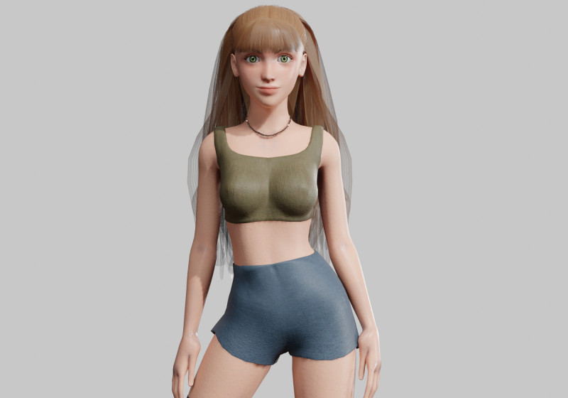Cute Basic Woman V31350 3D Модель .c4d .max .obj .3ds .fbx .stl .blend