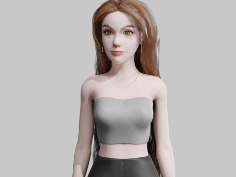 Милая мультяшная женщина V36758 3D Модель