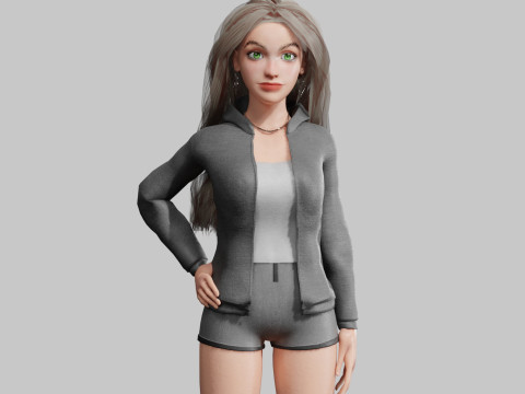 Cute cool woman V38587 3D Model
