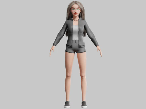 Cute cool woman V38587 3D Model