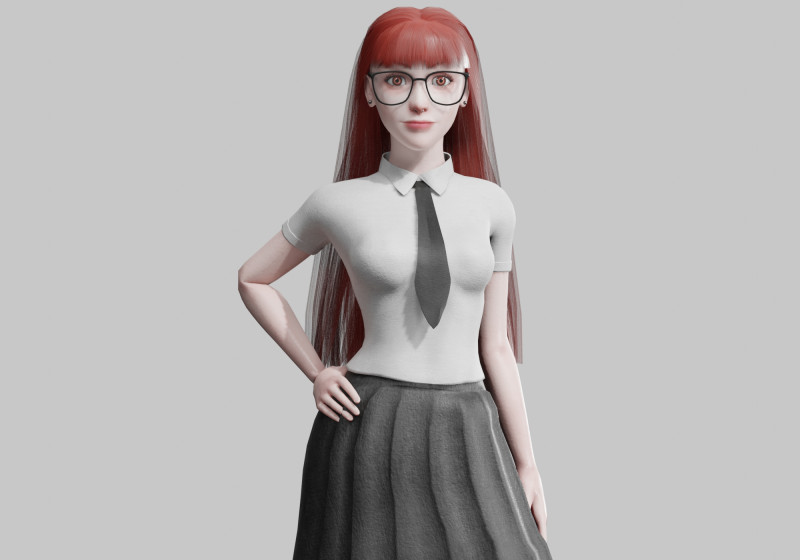 Cute stylized woman V30840 3D 모델 .c4d .max .obj .3ds .fbx .stl .blend