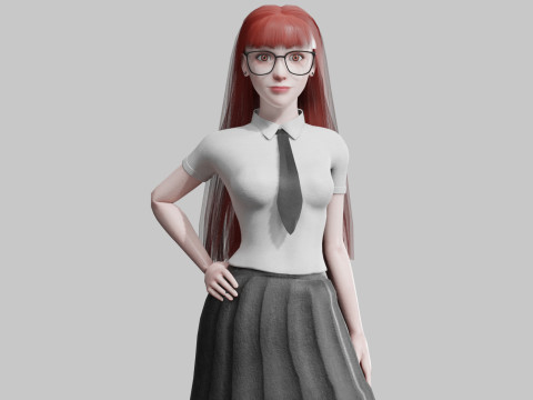 Cute stylized woman V30840 3D Model