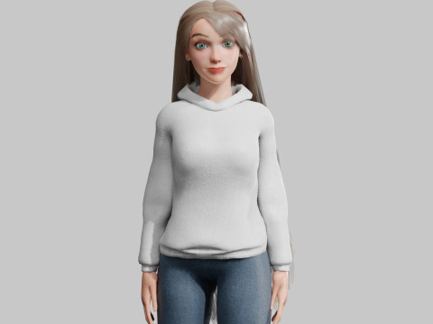 Pretty Cartoon woman V35514 3D Model