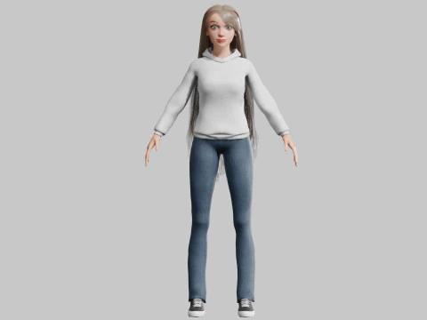 Pretty Cartoon woman V35514 3D Model