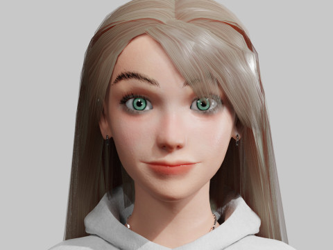 Pretty Cartoon woman V35514 3D Modell