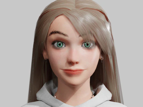 Pretty Cartoon woman V35514 3D Model