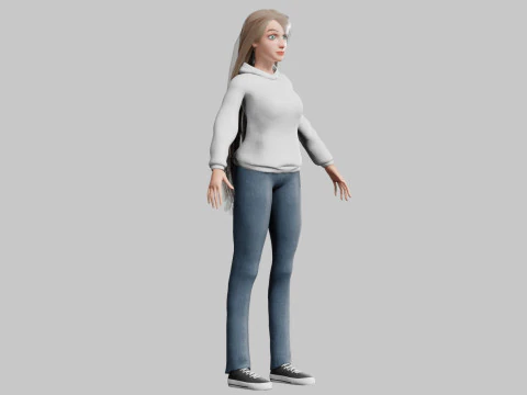 Pretty Cartoon woman V35514 3D Model