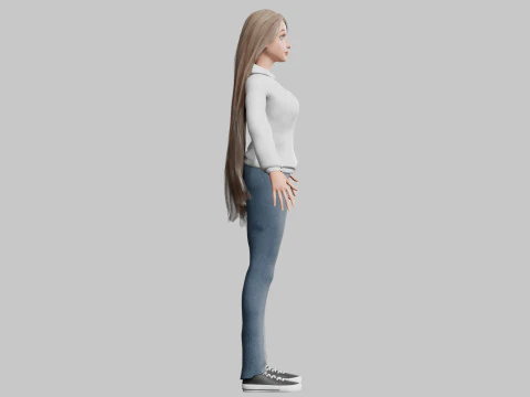 Pretty Cartoon woman V35514 3D Model