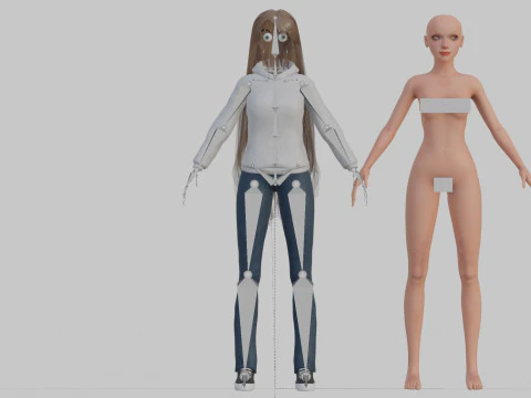 Pretty Cartoon woman V35514 3D Model