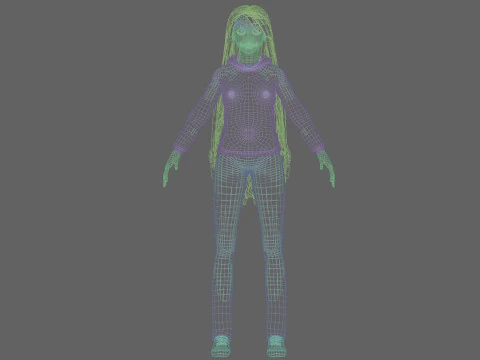 Pretty Cartoon woman V35514 3D Model