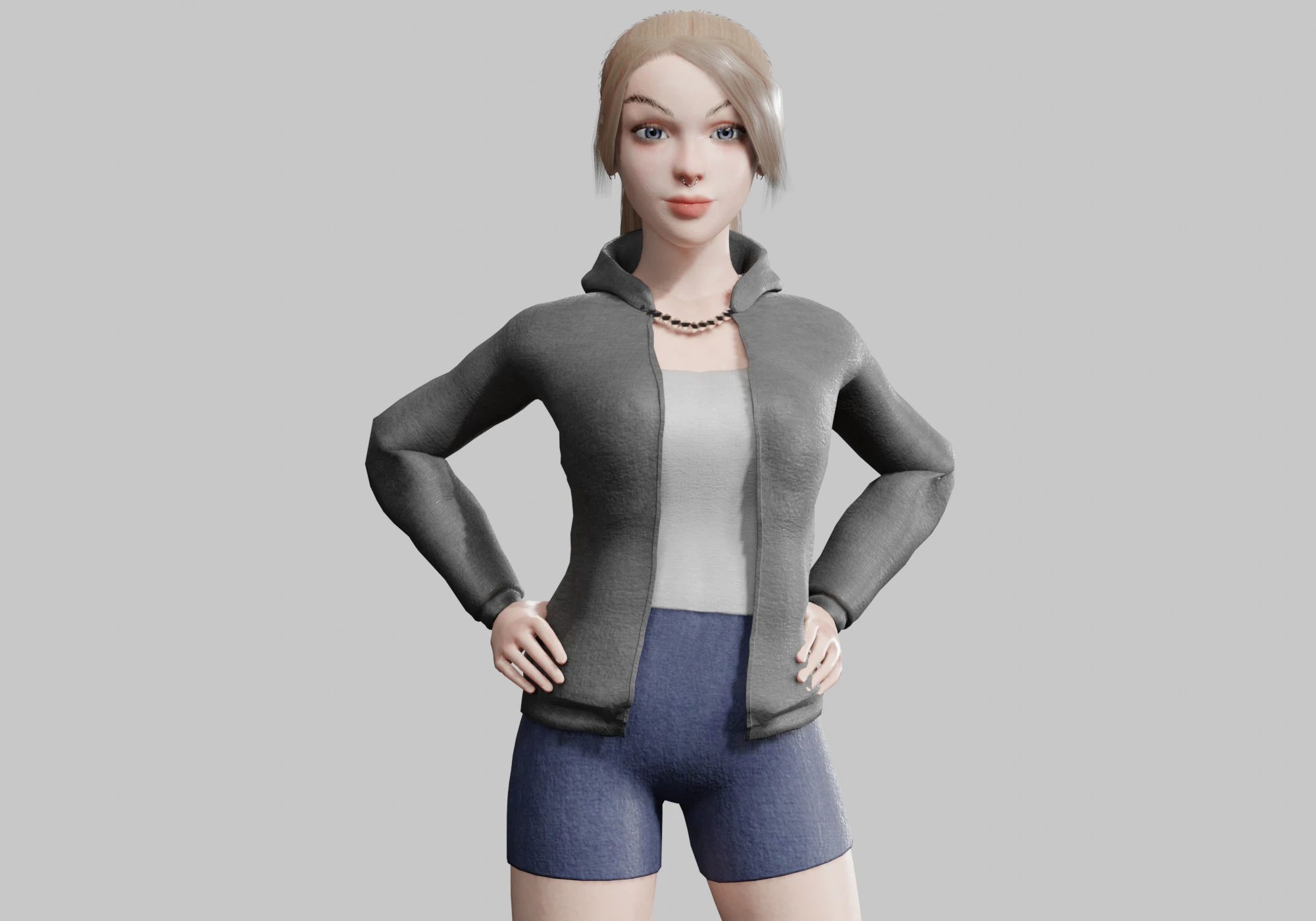 Pretty cool woman V26434 3D Model .c4d .max .obj .3ds .fbx .stl .blend