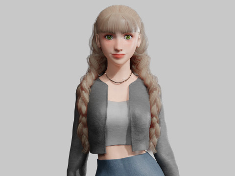 Pretty stylized woman V34500 Modèle 3D