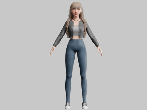Pretty stylized woman V34500 Modèle 3D