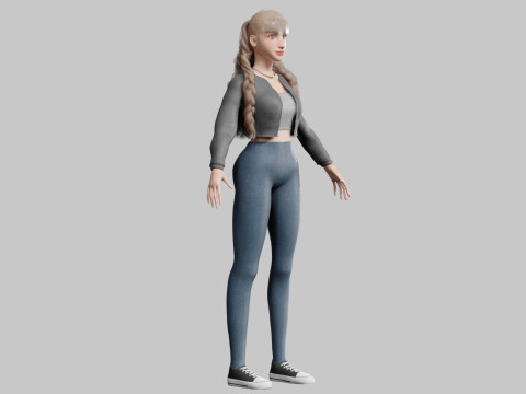 Pretty stylized woman V34500 Modèle 3D