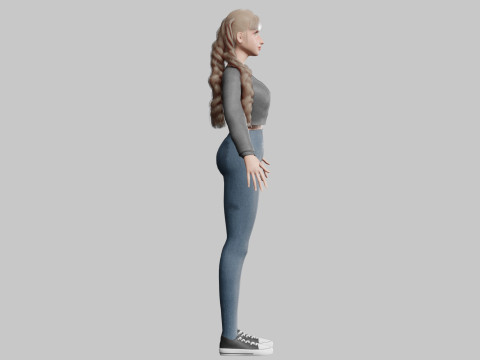 Pretty stylized woman V34500 Modèle 3D
