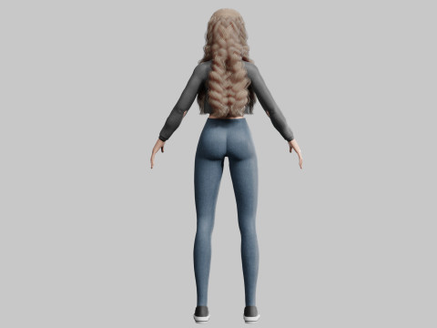 Pretty stylized woman V34500 Modèle 3D