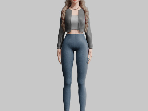 Pretty stylized woman V34500 Modèle 3D