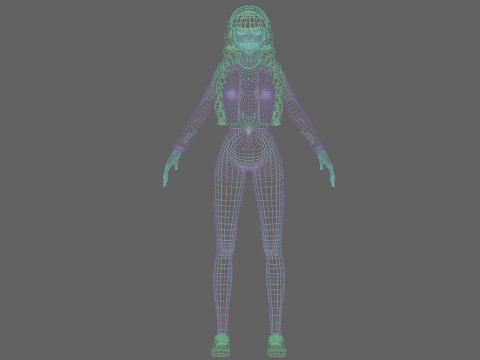 Pretty stylized woman V34500 Modèle 3D