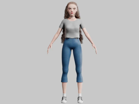 Standard cute Woman V32763 3D Model