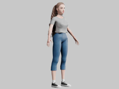 Standard cute Woman V32763 3D Model