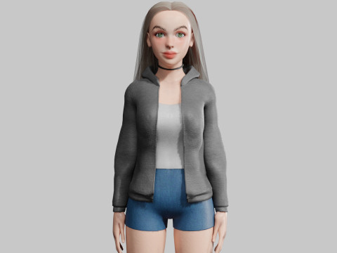 Stylized cute Woman V31433 Model 3D
