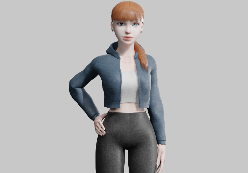 Young cute Woman V24637 Modelo 3D .c4d .max .obj .3ds .fbx .stl .blend