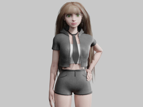 Basic cute Woman V37088 3D Model