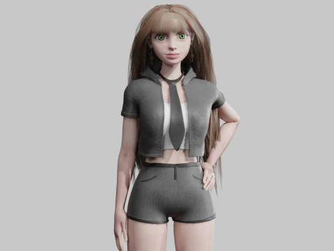 Mulher fofa b&aacute;sica V37088 Modelo 3D