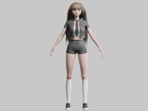 Basic cute Woman V37088 Model 3D