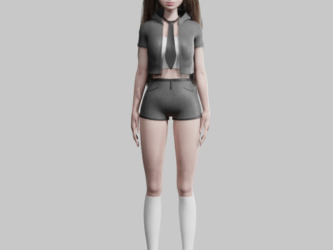 Basic cute Woman V37088 Model 3D