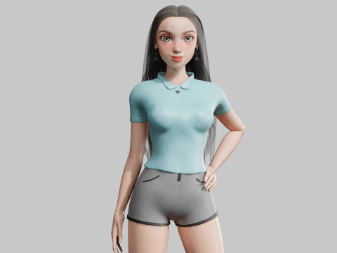 Basic sweet Woman V37661 Model 3D