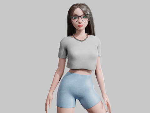 Cartoon cute Woman V34798 3D 模型