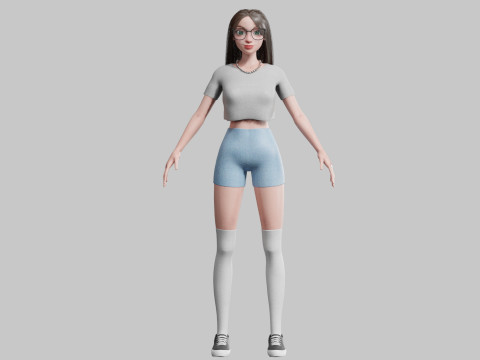 Cartoon cute Woman V34798 3D 모델