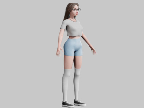 Cartoon cute Woman V34798 3D 모델