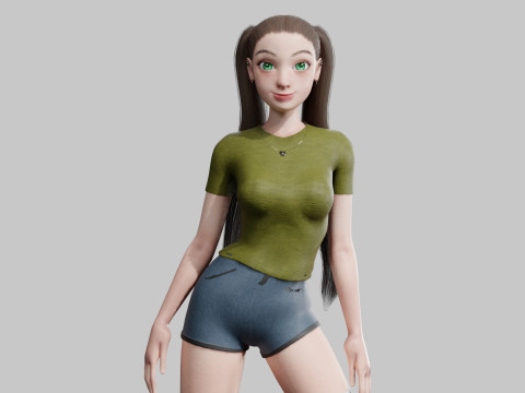 Cartoon Pretty Woman V24948 Modèle 3D
