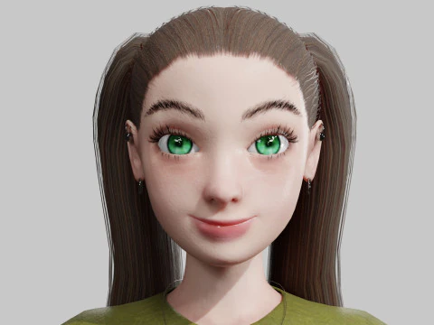 Cartoon Pretty Woman V24948 3D Model