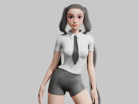 酷萌女人V26705 3D 模型