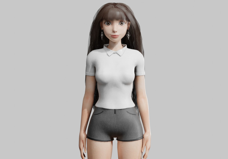 Cute Cartoon woman V37906 Model 3D .c4d .max .obj .3ds .fbx .stl .blend