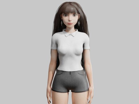 Cute Cartoon woman V37906 3D मॉडल